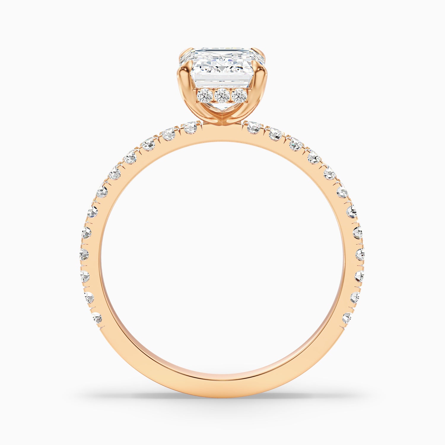 Ayla 1 Carat Emerald Cut Hidden Halo Pave Moissanite Diamond Ring in 14k White Gold