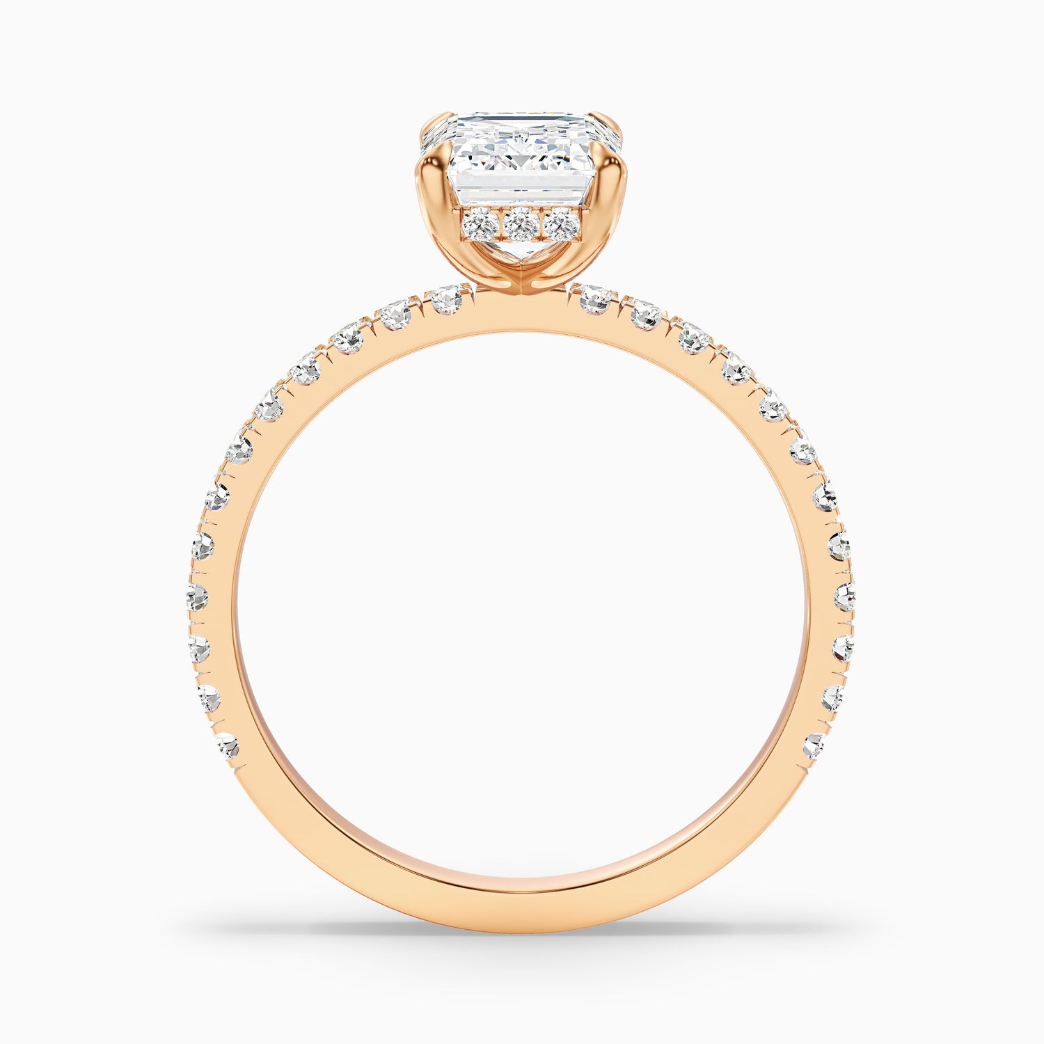 Ayla 3.5 Carat Emerald Cut Hidden Halo Pave Moissanite Diamond Ring in 925 Sterling Silver