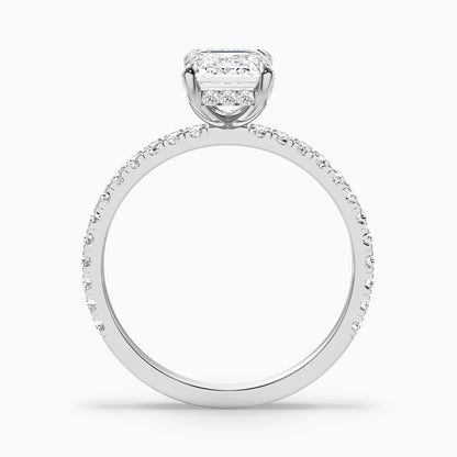 Emme 1.5 Carat Emerald Cut Hidden Halo Pave Lab Grown Diamond Ring in Platinum