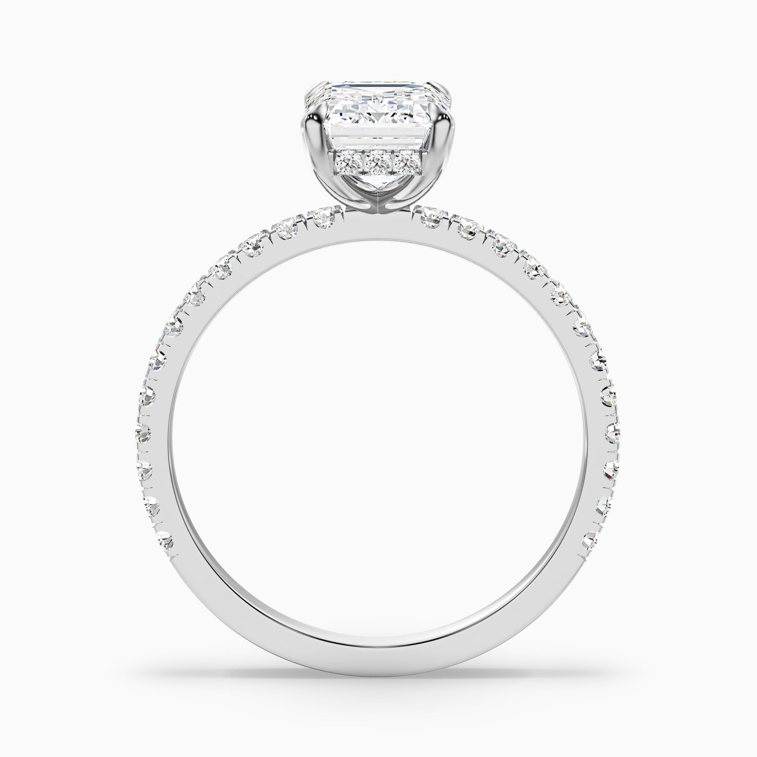 Ayla 1.5 Carat Emerald Cut Hidden Halo Pave Moissanite Diamond Ring in 18k Yellow Gold