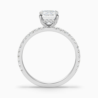 Ayla 5.5 Carat Emerald Cut Hidden Halo Pave Moissanite Diamond Ring in 925 Sterling Silver