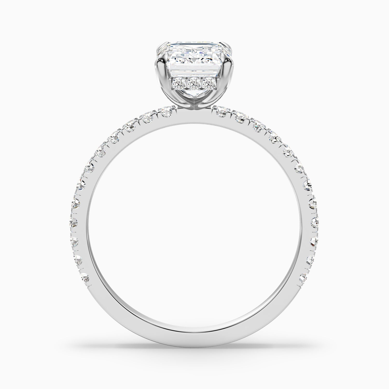 Emme 2.5 Carat Emerald Cut Hidden Halo Pave Lab Grown Diamond Ring in 925 Sterling Silver