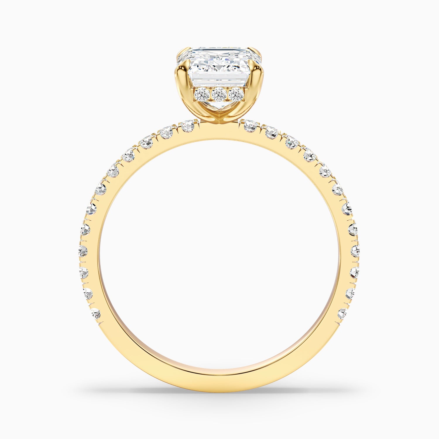 Emme 1 Carat Emerald Cut Hidden Halo Pave Lab Grown Diamond Ring in 925 Sterling Silver