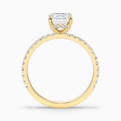 Ayla 5.5 Carat Emerald Cut Hidden Halo Pave Moissanite Diamond Ring in 925 Sterling Silver