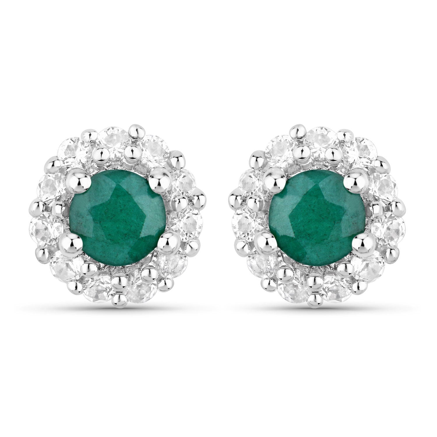 1.81 Carat Dyed Emerald and White Topaz .925 Sterling Silver Jewelry Set by Bids.com