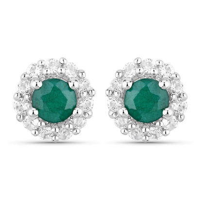 1.81 Carat Dyed Emerald and White Topaz .925 Sterling Silver Jewelry Set by Bids.com