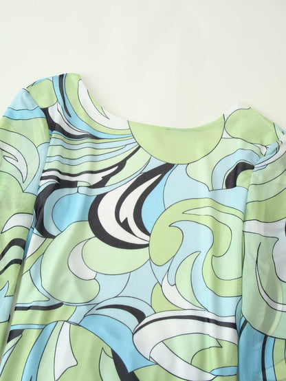 Women Clothes Flared Sleeves Printing Backless Dress  DestGlow
