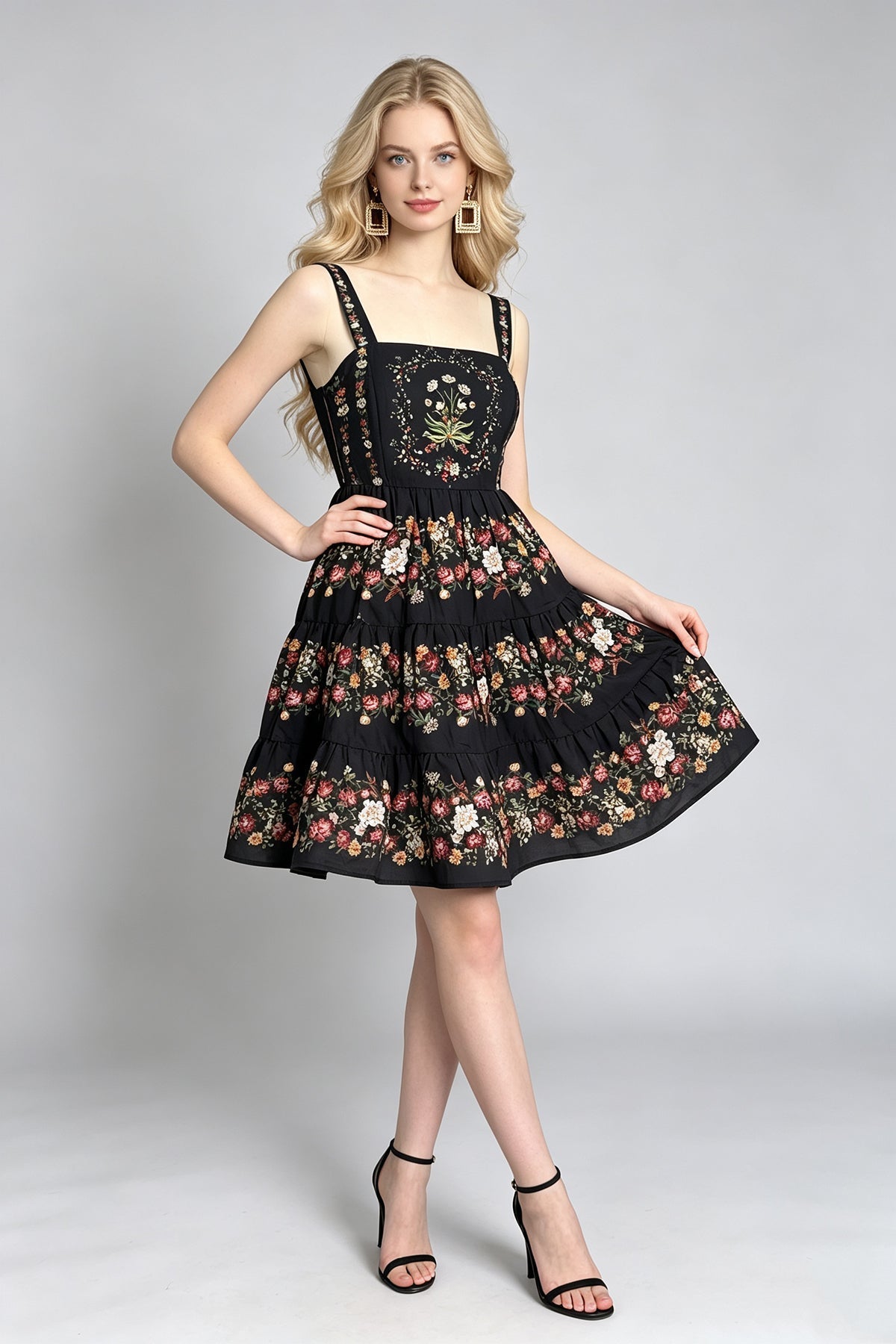 Women Floral Printed Halter With High Waist A Line Dress  DestGlow