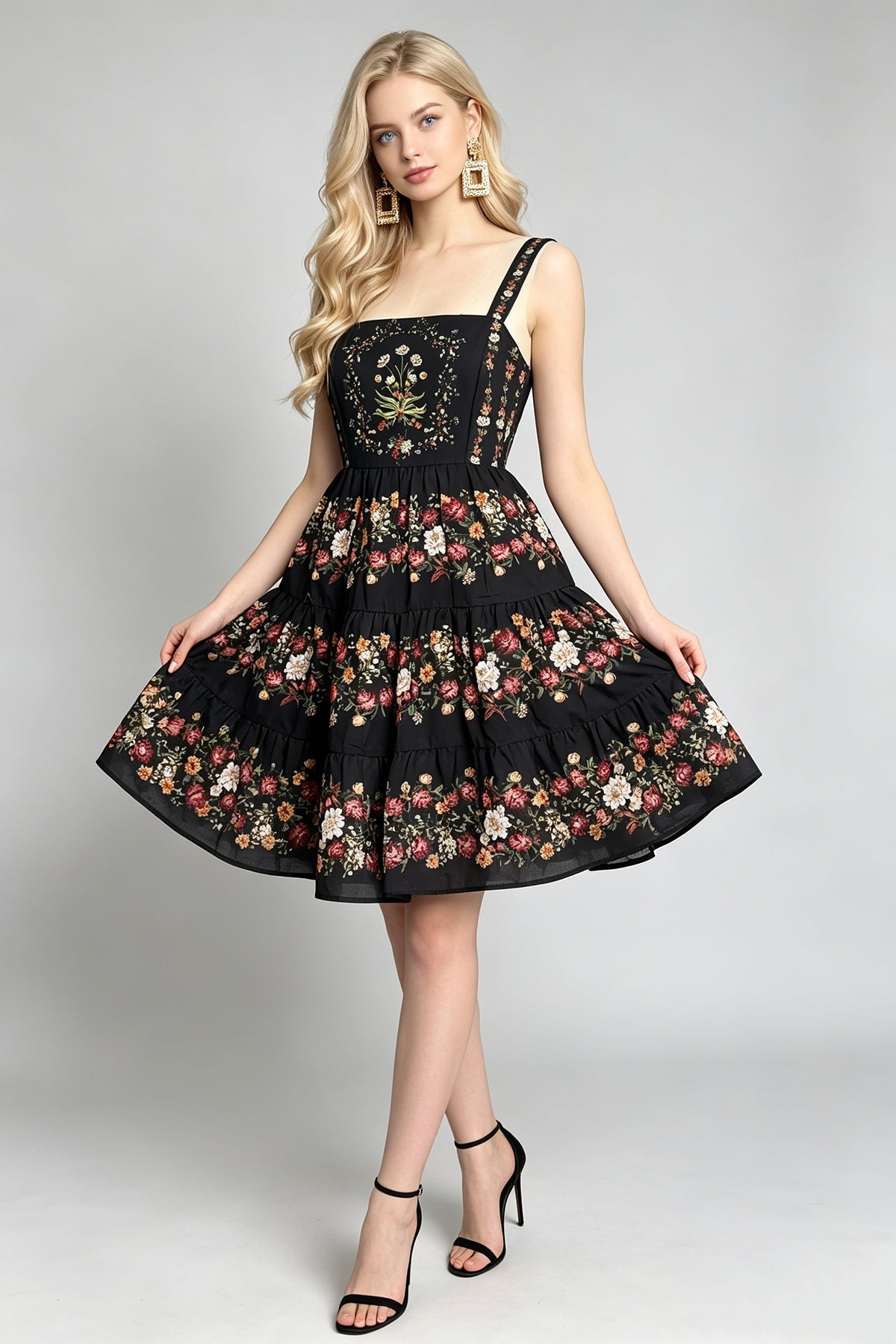 Women Floral Printed Halter With High Waist A Line Dress  DestGlow