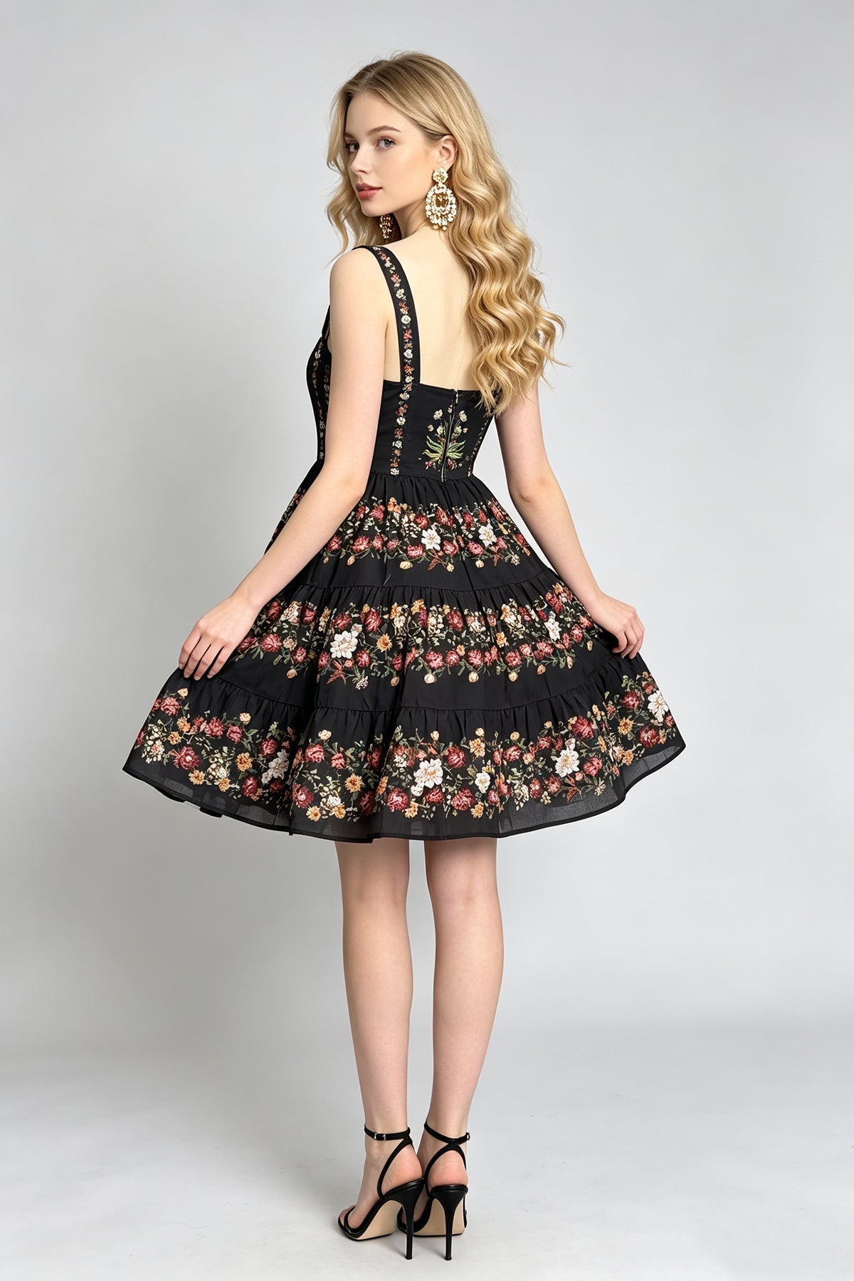 Women Floral Printed Halter With High Waist A Line Dress  DestGlow