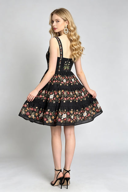 Women Floral Printed Halter With High Waist A Line Dress  DestGlow