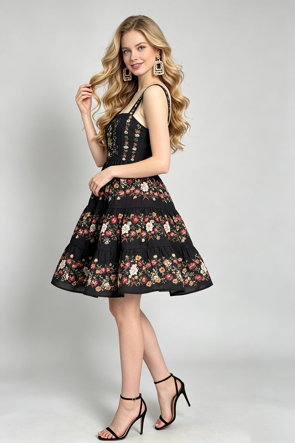 Women Floral Printed Halter With High Waist A Line Dress  DestGlow