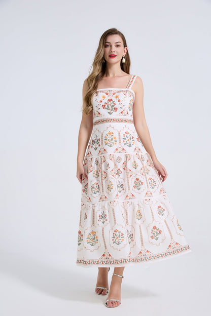 Women Summer Elegant Printing A Line Dress  DestGlow