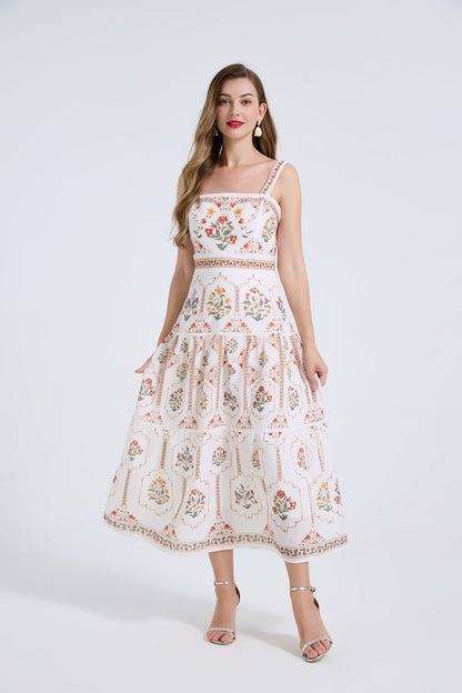 Women Summer Elegant Printing A Line Dress  DestGlow