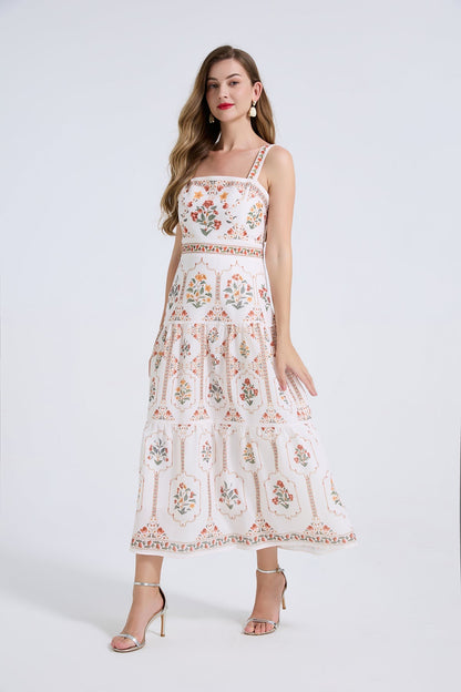 Women Summer Elegant Printing A Line Dress  DestGlow