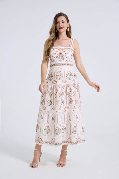 Women Summer Elegant Printing A Line Dress  DestGlow