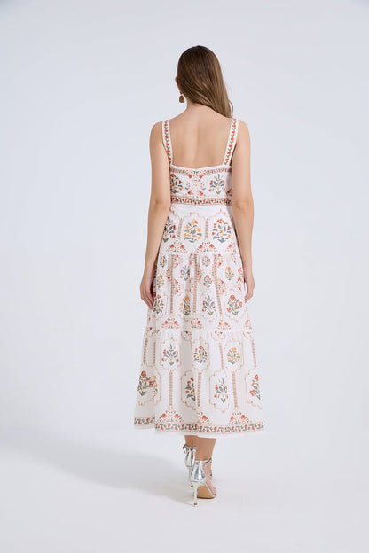 Women Summer Elegant Printing A Line Dress  DestGlow