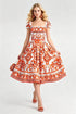 Women Summer Printed Short Sleeved Dress  DestGlow