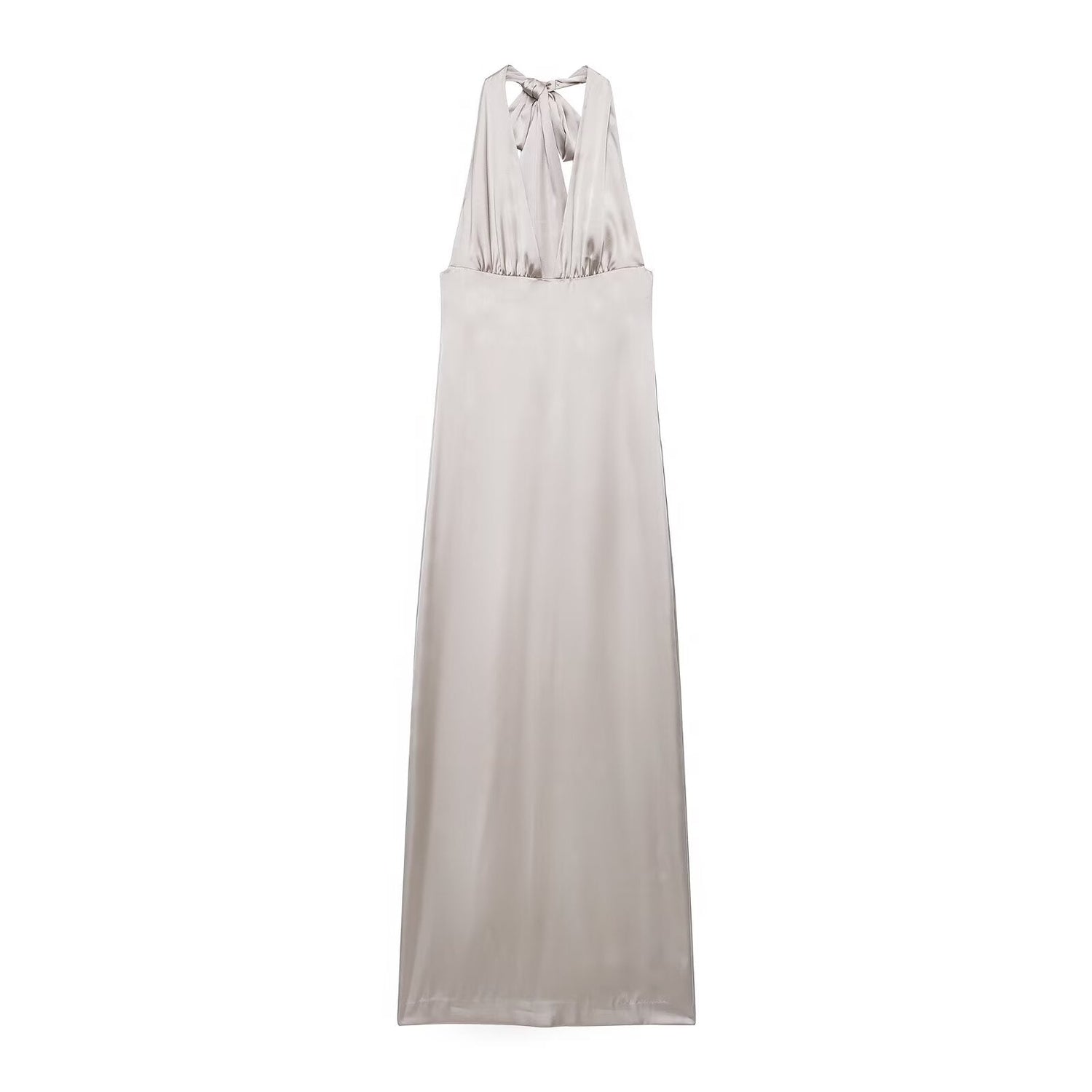 Women Clothing Summer Elegant Silk Satin Texture Halter Maxi Dress  DestGlow
