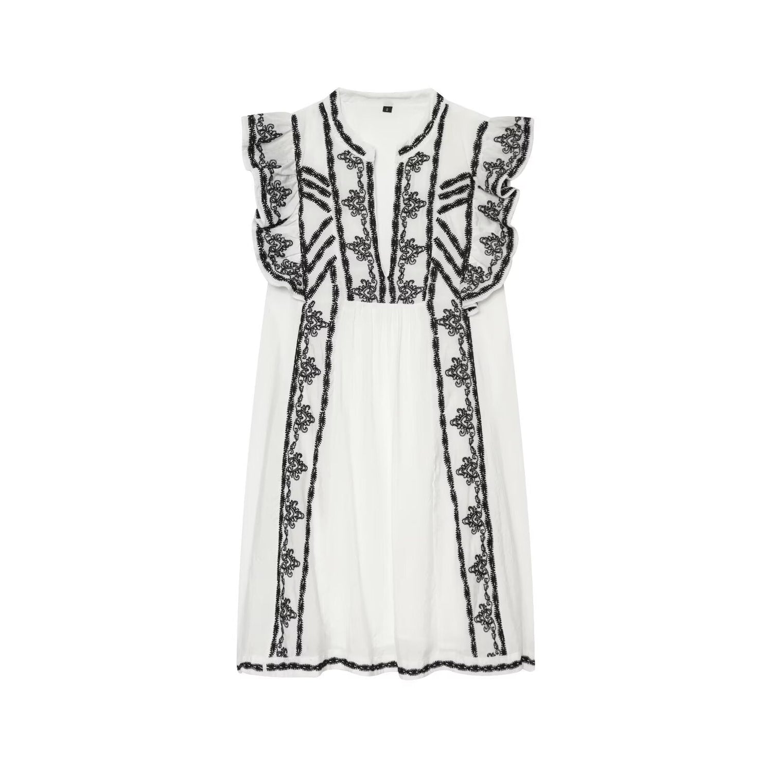 Women Clothing Summer Casual Loose Contrast Color Embroidered Dress  DestGlow