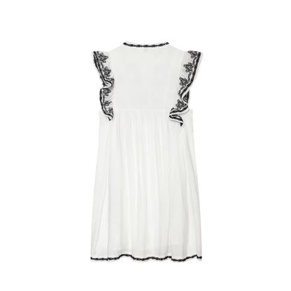 Women Clothing Summer Casual Loose Contrast Color Embroidered Dress  DestGlow
