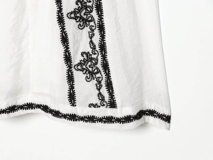 Women Clothing Summer Casual Loose Contrast Color Embroidered Dress  DestGlow