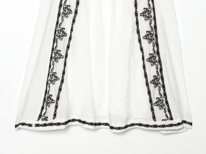 Women Clothing Summer Casual Loose Contrast Color Embroidered Dress  DestGlow