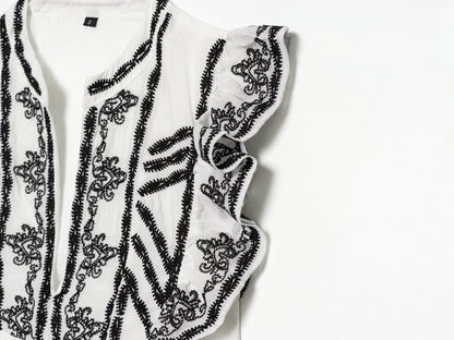 Women Clothing Summer Casual Loose Contrast Color Embroidered Dress  DestGlow