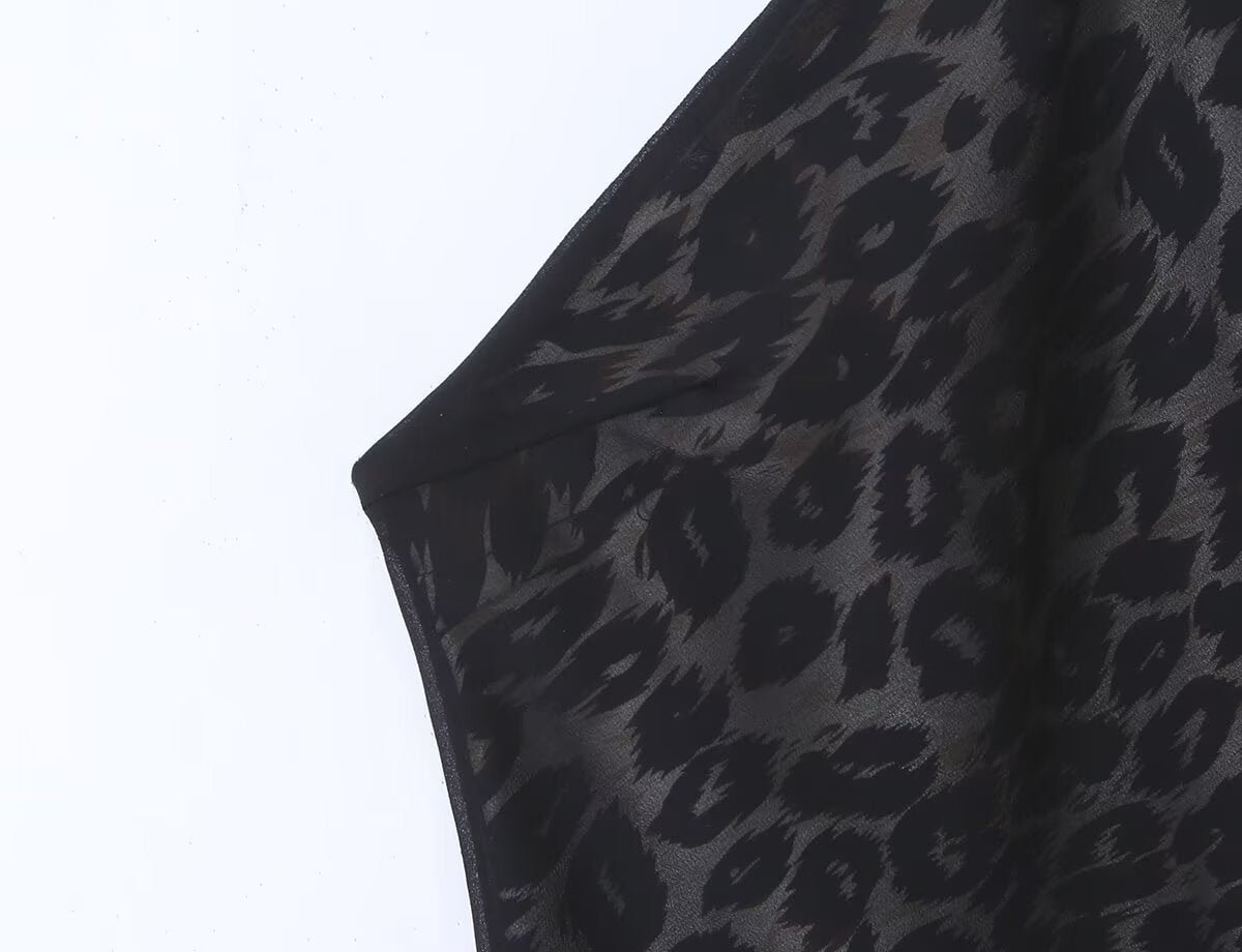 Vintage Leopard Print Halter Spaghetti Straps Dress Women Sexy Big Backless Slim Fit Seaside Holiday Midi Dress  DestGlow