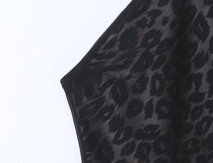 Vintage Leopard Print Halter Spaghetti Straps Dress Women Sexy Big Backless Slim Fit Seaside Holiday Midi Dress  DestGlow