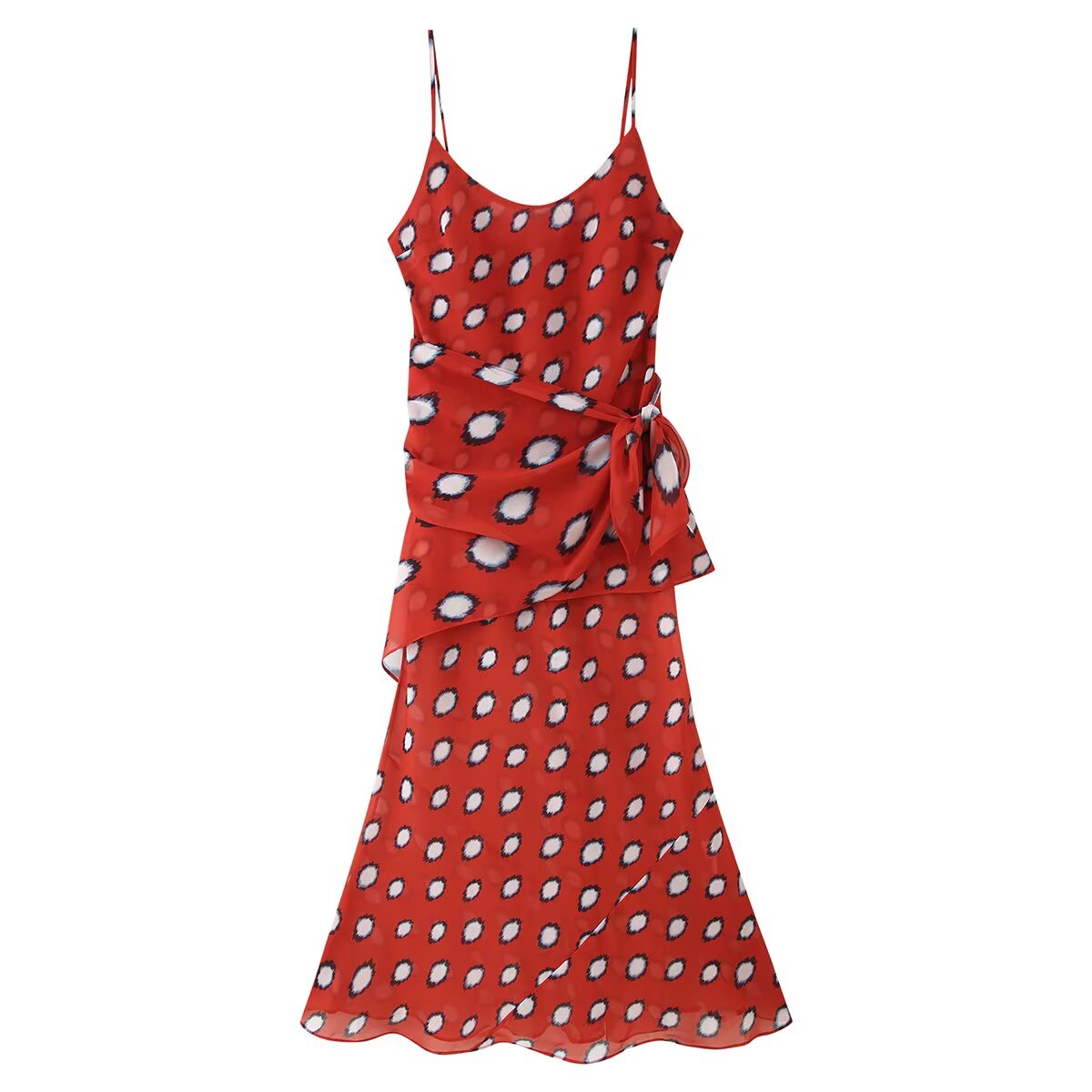 Women Clothing Summer Detachable Triangular Binder Animal Pattern Split Sheath Dress  DestGlow