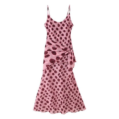 Women Clothing Summer Detachable Triangular Binder Animal Pattern Split Sheath Dress  DestGlow