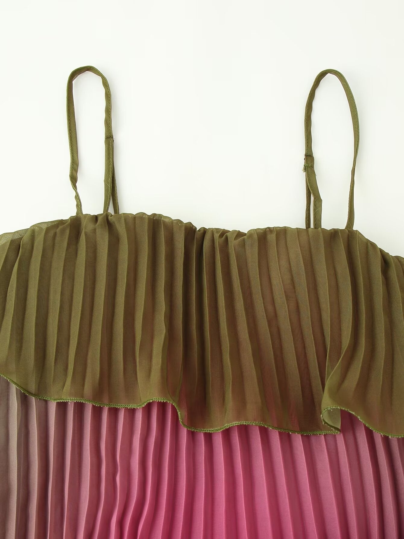 Women Clothing Summer Gradient Vacation Ruffled Pleated Layered Cami Dress  DestGlow