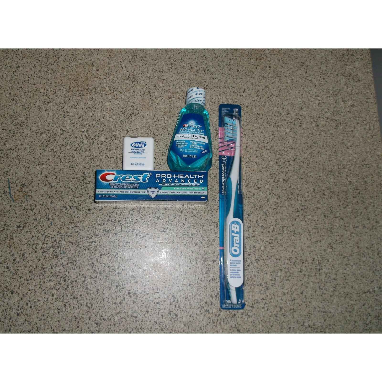 Oral-B Crest Pro-Health Advanced .85 OZ /Mouthwash .22 Fl OZ/Glide 4.53MM &amp; Kit