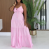Solid Color Linen Sexy Backless Dress Strap Stitching Rope Dress  DestGlow