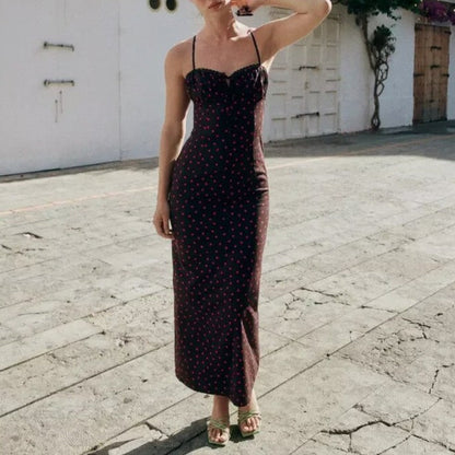 Women Clothing Summer Graceful Fashionable Polka Dot Midi Dress Maxi Dress  DestGlow