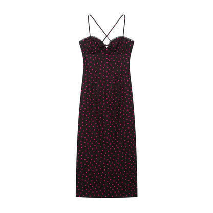 Women Clothing Summer Graceful Fashionable Polka Dot Midi Dress Maxi Dress  DestGlow