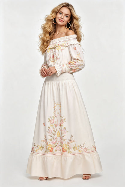 Woman Sexy One Shoulder Stretch Printed Long-Sleeved Fitted Dress With Waistline  DestGlow