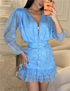 Waist Controlled Long Sleeves Ruffled Short Dress Early Autumn  DestGlow