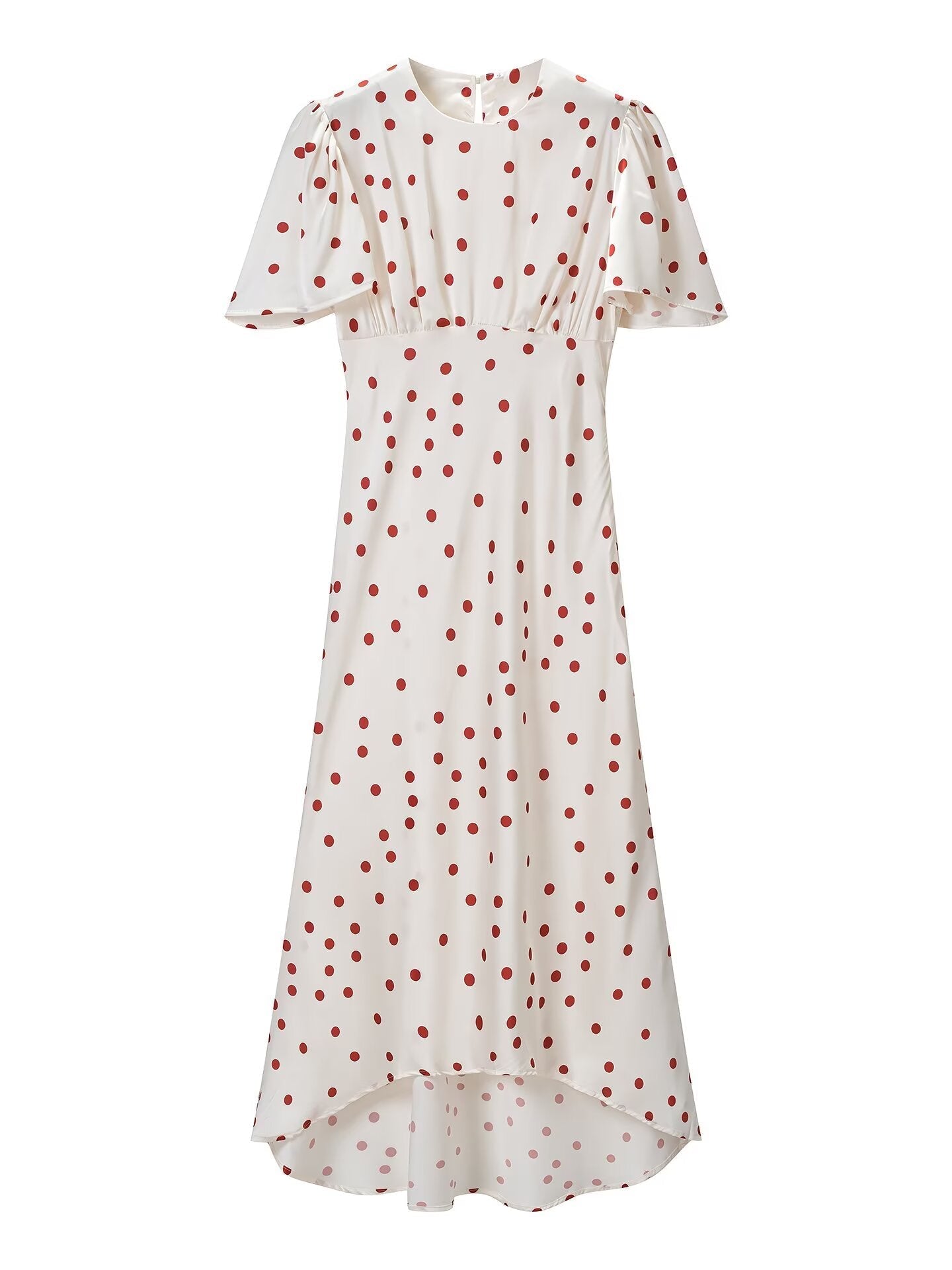 Women Clothing Summer Sweet Niche round Neck Polka Dot Print Stringy Selvedge Dress  DestGlow