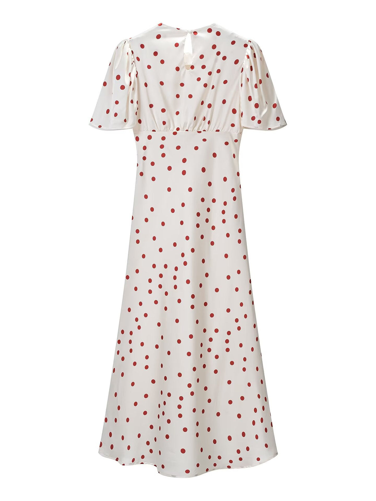 Women Clothing Summer Sweet Niche round Neck Polka Dot Print Stringy Selvedge Dress  DestGlow