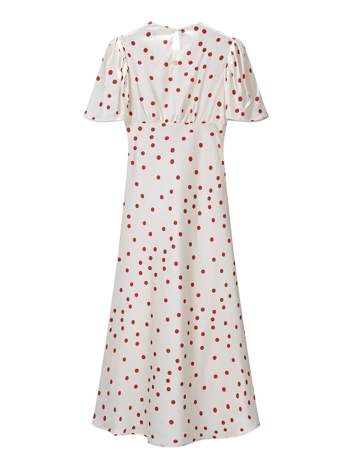 Women Clothing Summer Sweet Niche round Neck Polka Dot Print Stringy Selvedge Dress  DestGlow