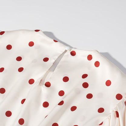 Women Clothing Summer Sweet Niche round Neck Polka Dot Print Stringy Selvedge Dress  DestGlow