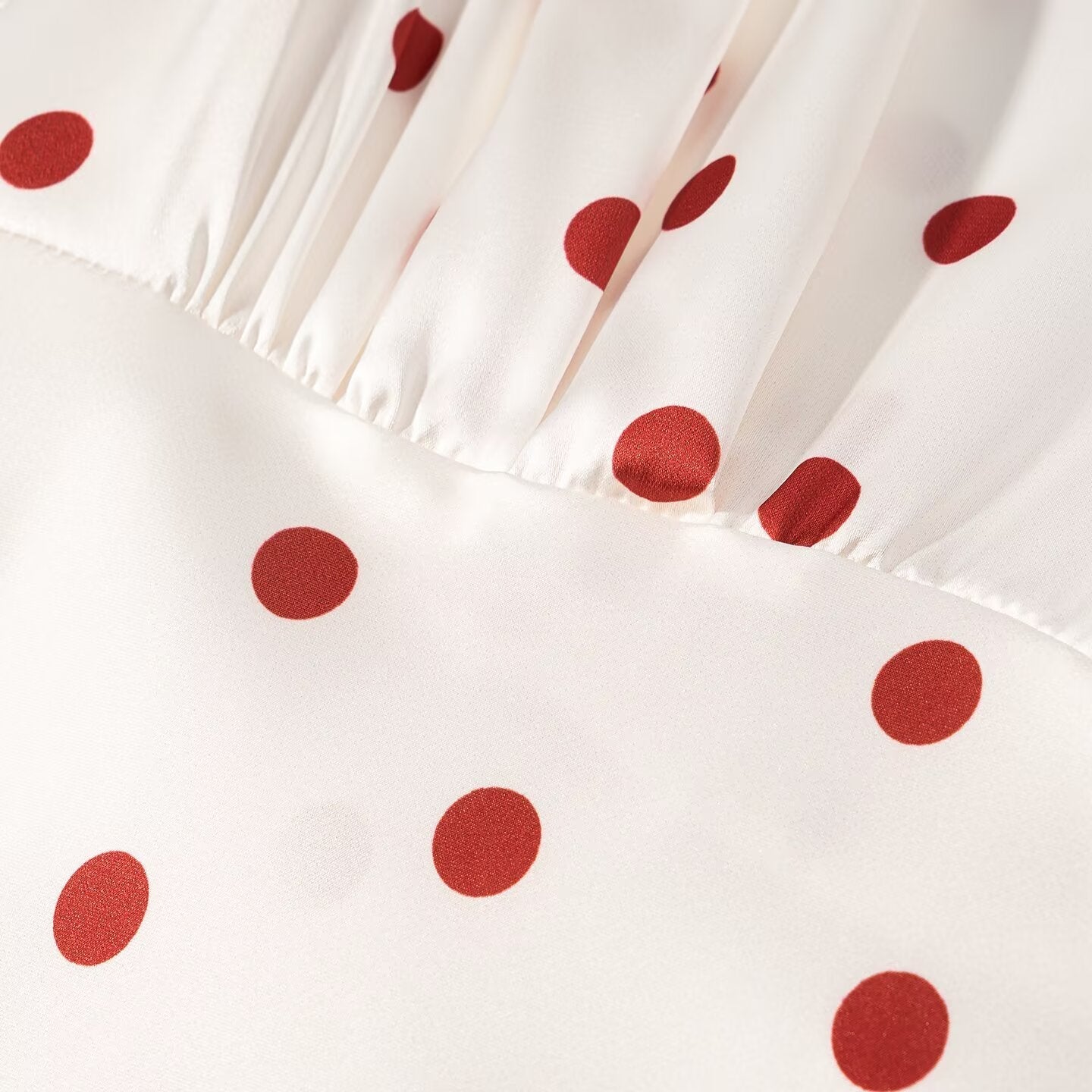 Women Clothing Summer Sweet Niche round Neck Polka Dot Print Stringy Selvedge Dress  DestGlow