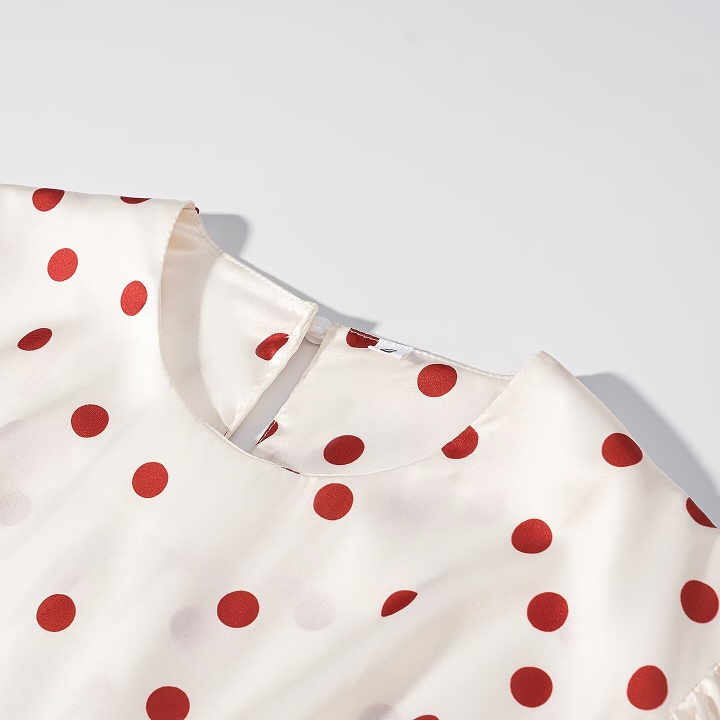 Women Clothing Summer Sweet Niche round Neck Polka Dot Print Stringy Selvedge Dress  DestGlow