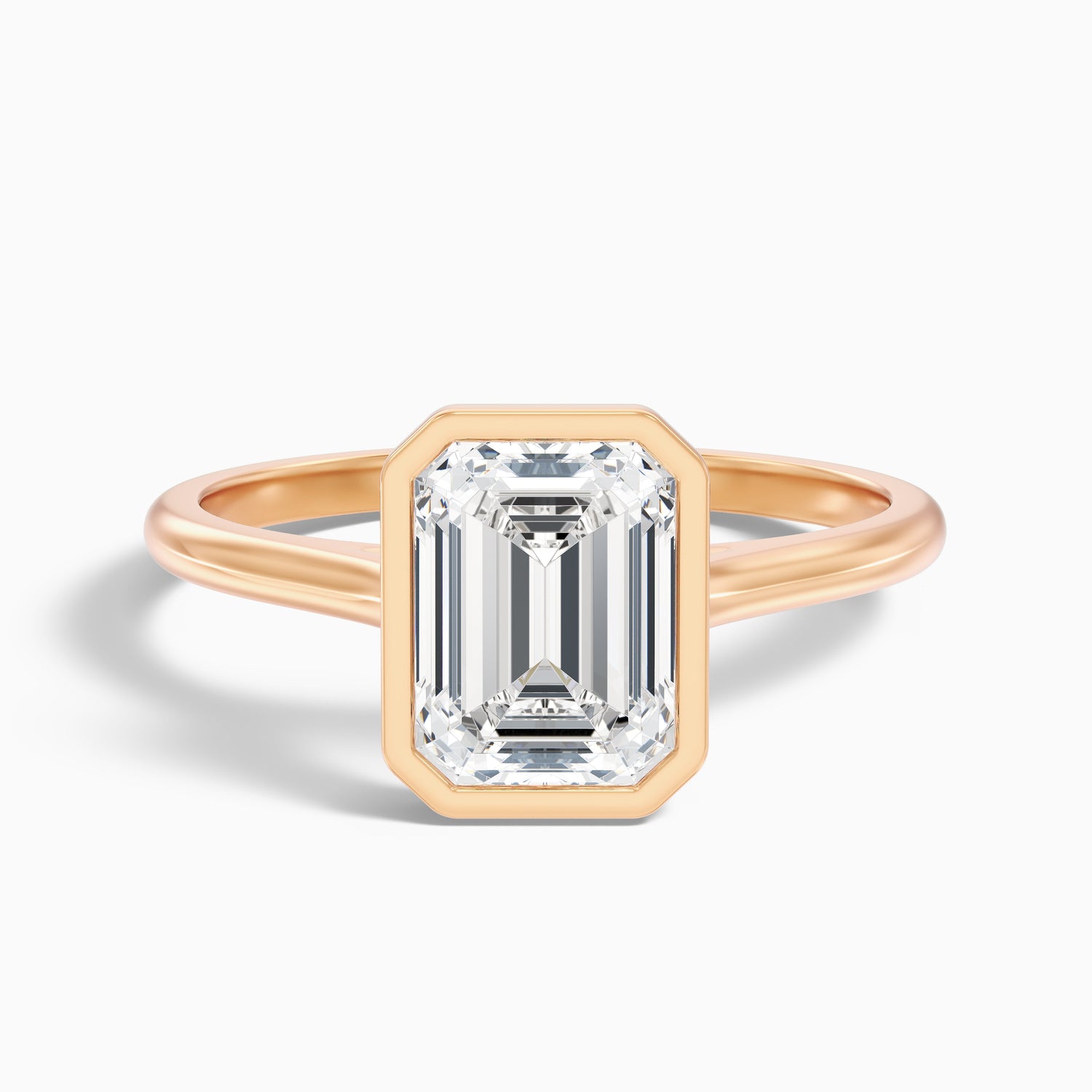 Eryn 2.5 Carat Emerald Cut Bezel Set Lab Grown Diamond Ring in 14k Rose Gold