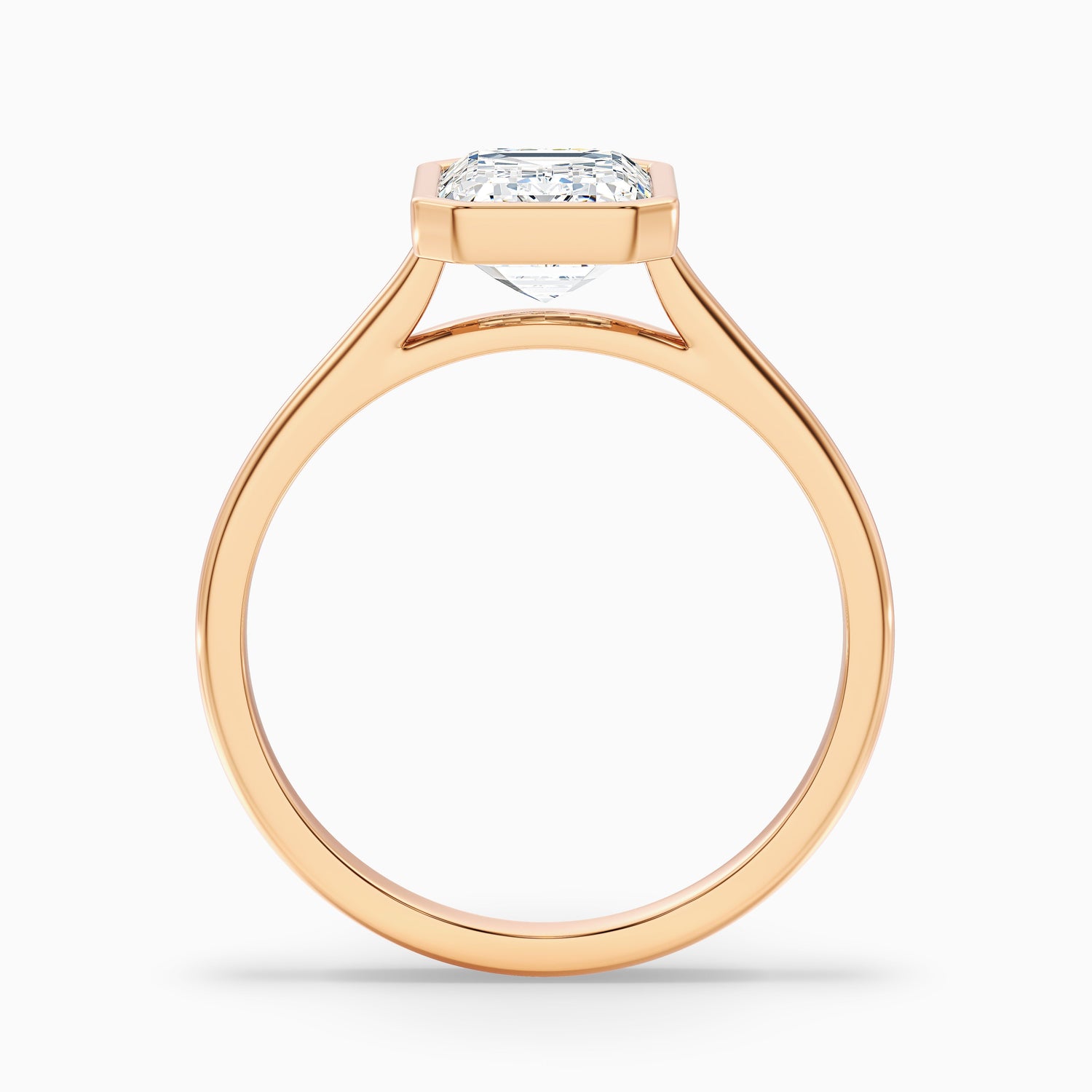 Vera 2 Carat Emerald Cut Bezel Set Moissanite Diamond Ring in 14k Rose Gold