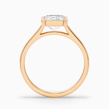 Eryn 1.5 Carat Emerald Cut Bezel Set Lab Grown Diamond Ring in 10k Rose Gold