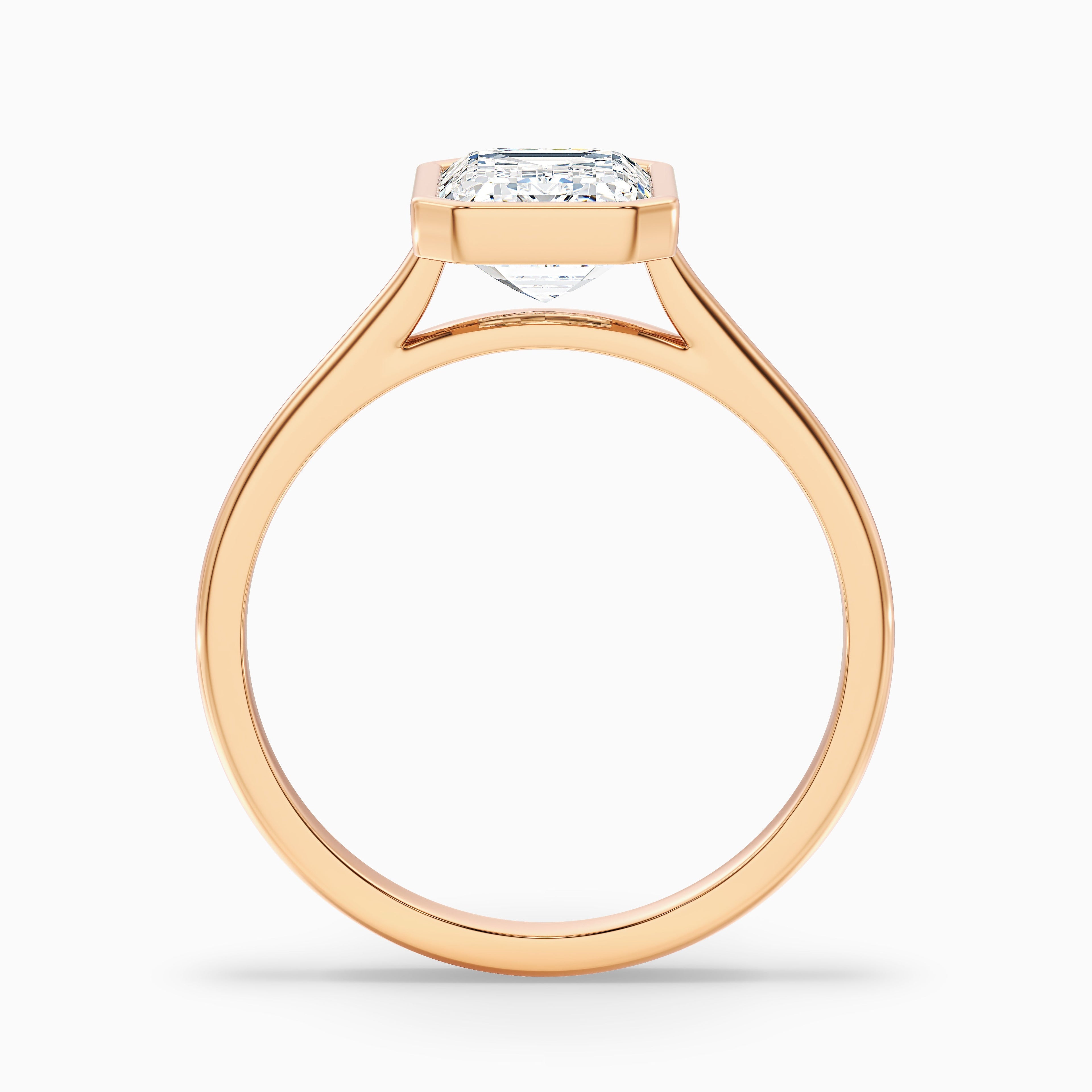 Eryn 5 Carat Emerald Cut Bezel Set Lab Grown Diamond Ring in 18k Rose Gold