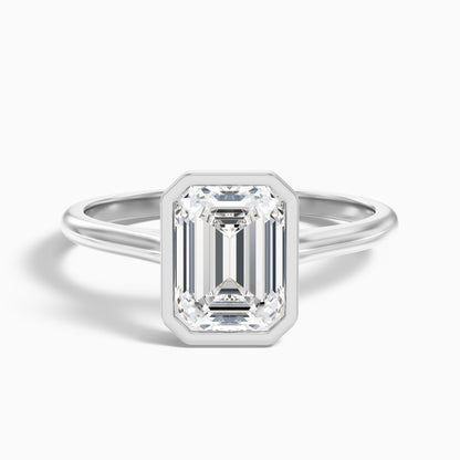 Eryn 3 Carat Emerald Cut Bezel Set Lab Grown Diamond Ring in 925 Sterling Silver